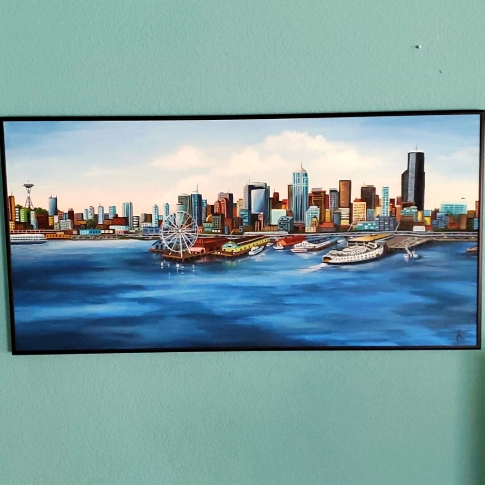 Origional Art Oil Painting 'Seattle Skyline '💙